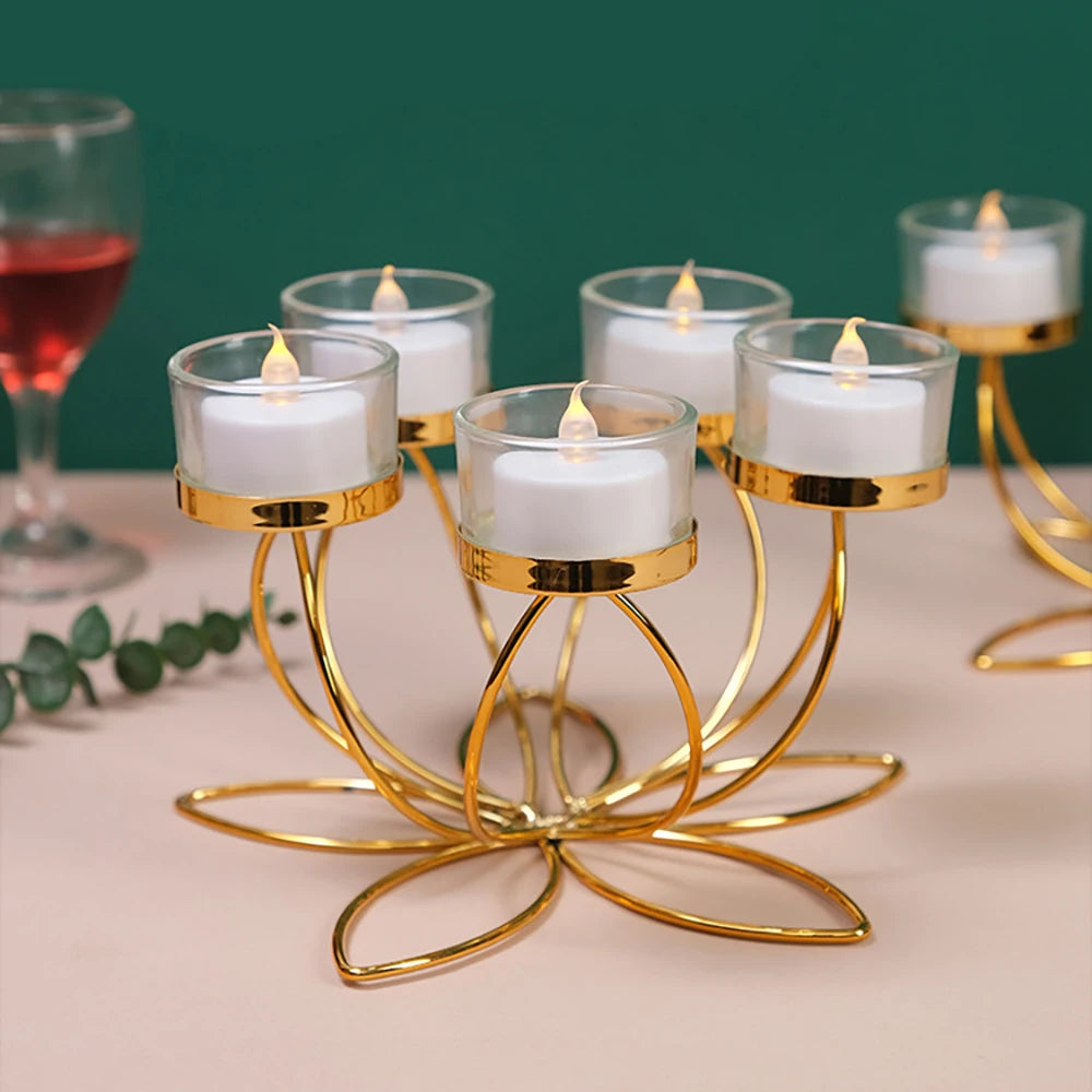 Kerzenständer 5 armig gold